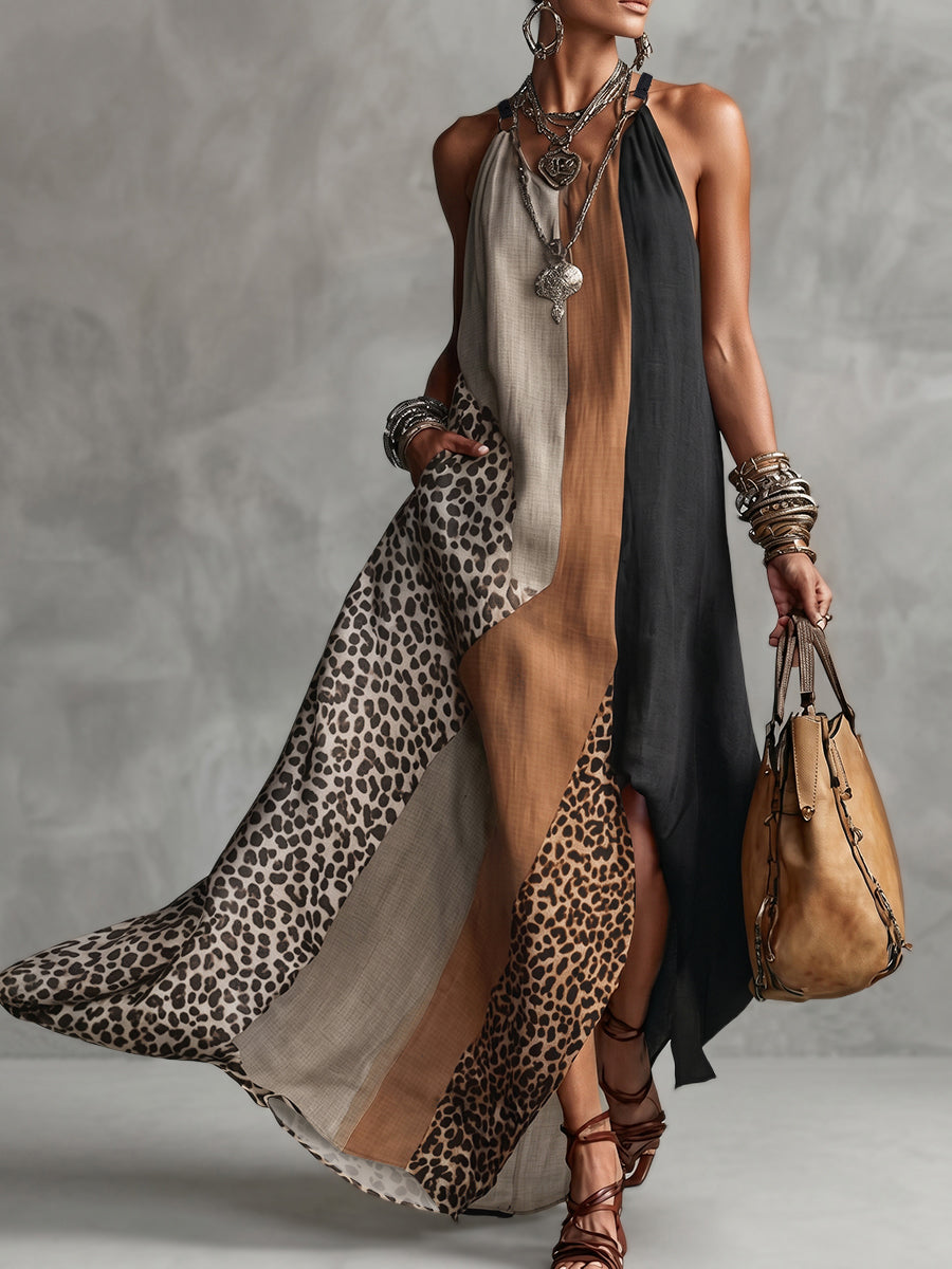 Myrna™ Leopard Halter Maxi Dress