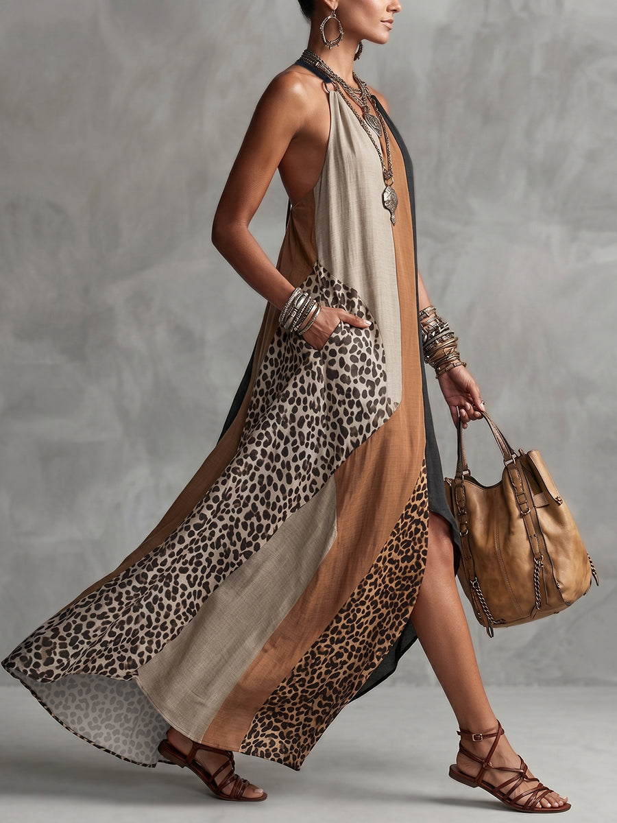 Myrna™ Leopard Halter Maxi Dress