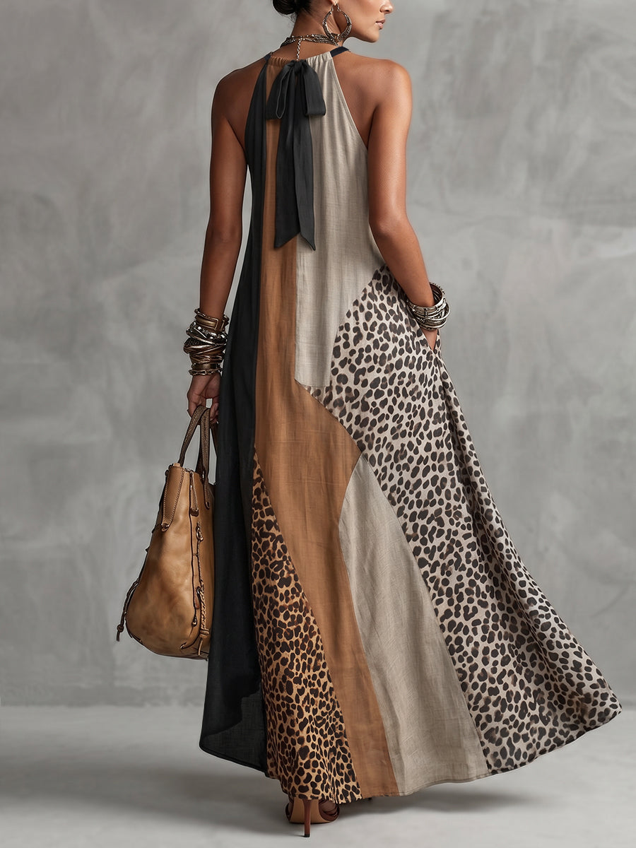 Myrna™ Leopard Halter Maxi Dress