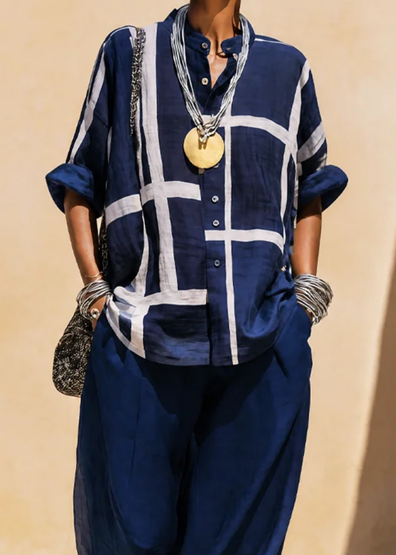 Genevieve™ Grid Print Two-Piece Set