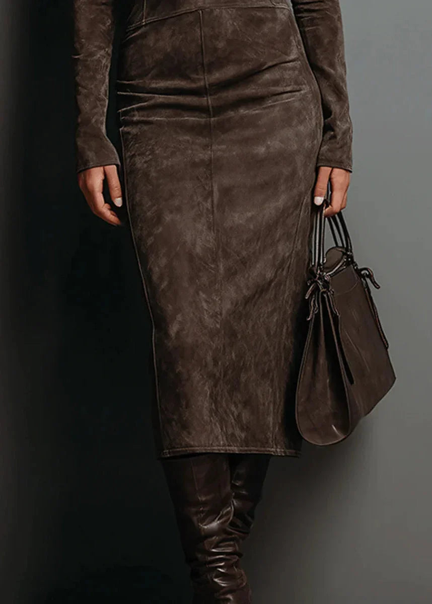 Sara | Elegant Suede Maxi Dress