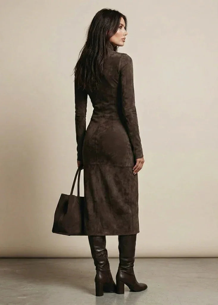 Sara | Elegant Suede Maxi Dress