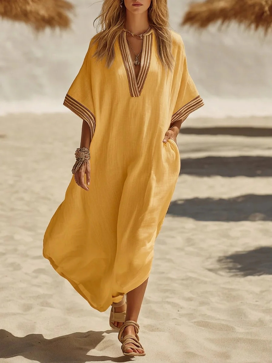 Winifred™ Braid Trim Kaftan Dress
