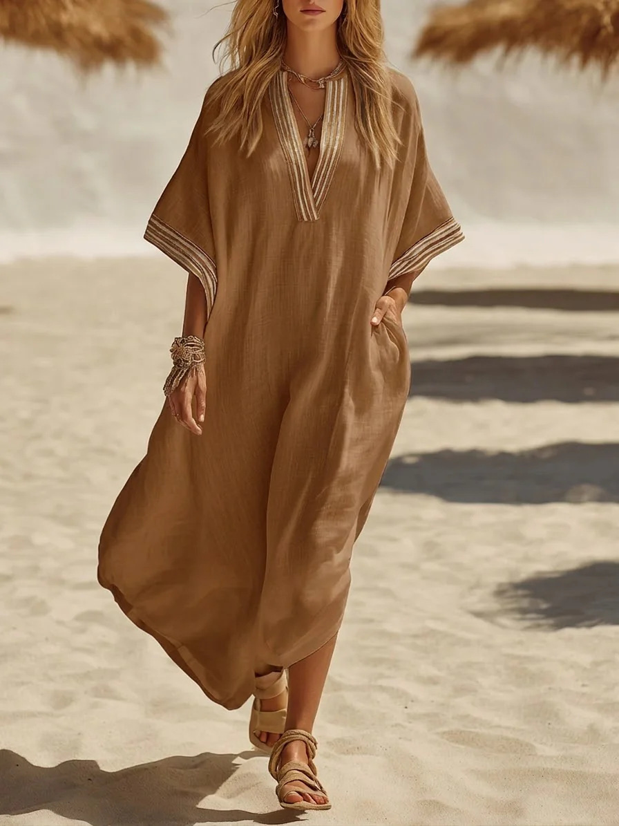 Winifred™ Braid Trim Kaftan Dress