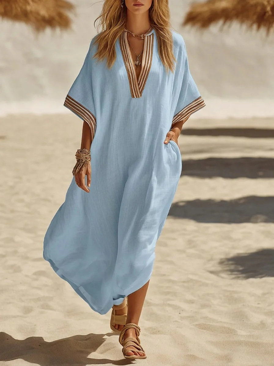 Winifred™ Braid Trim Kaftan Dress