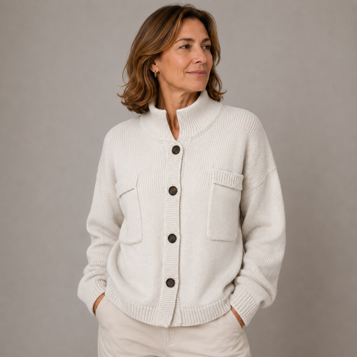Augusta™ Stand Collar Button Cardigan