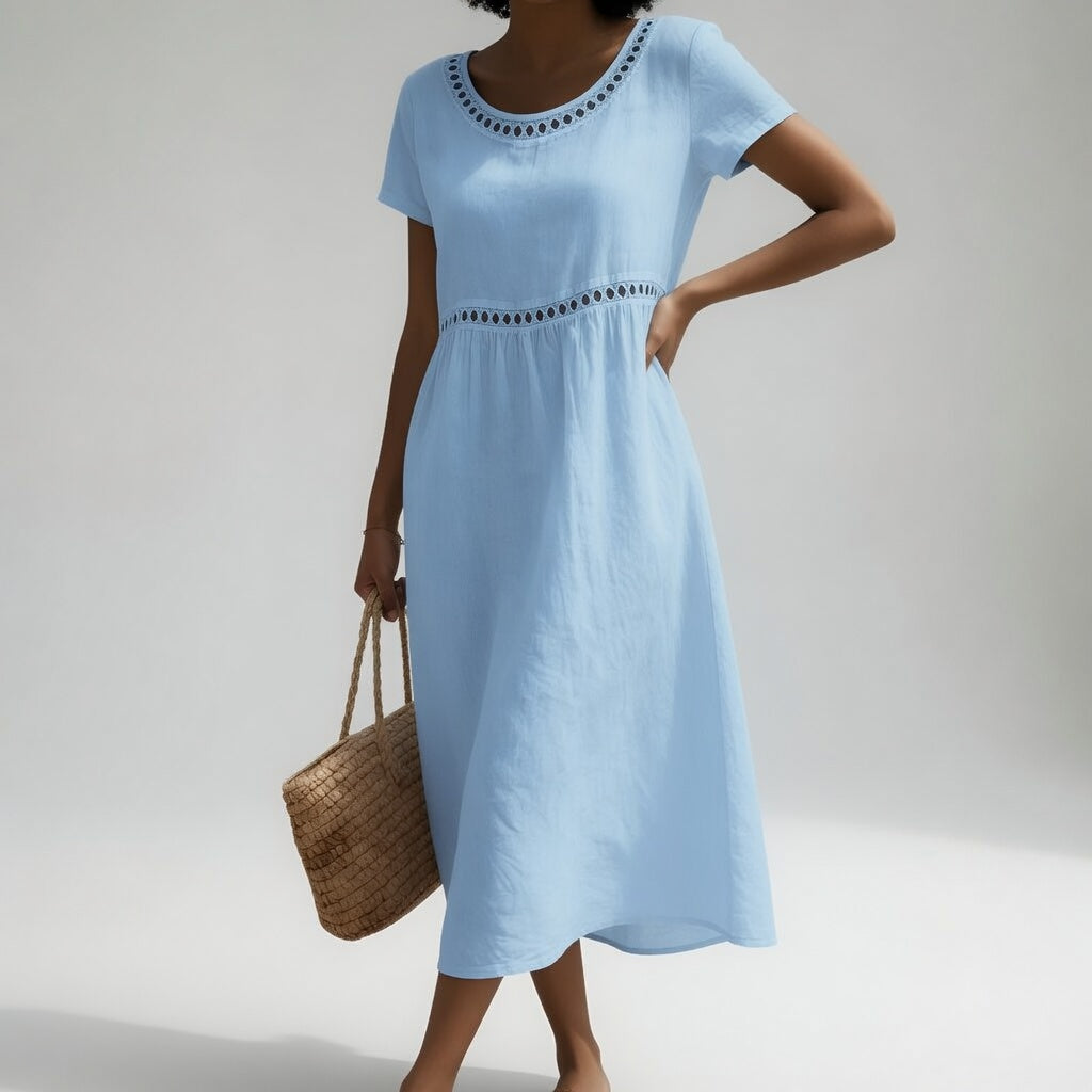 Virginia™ Eyelet Trim Midi Dress