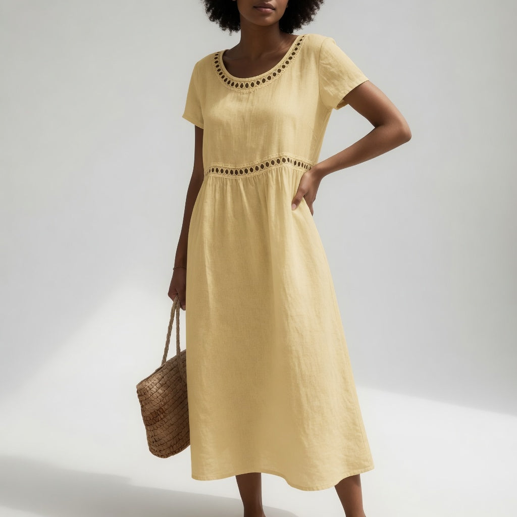 Virginia™ Eyelet Trim Midi Dress